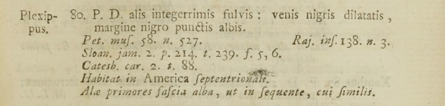 Linnaean description of Danaus plexippus - Monarch