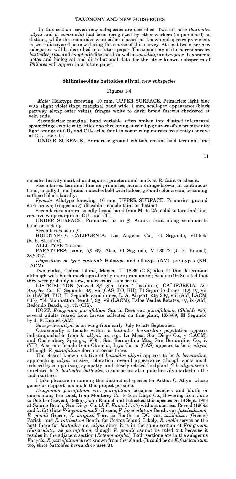 Original description of Euphilotes (battoides) allyni - El Segundo Blue